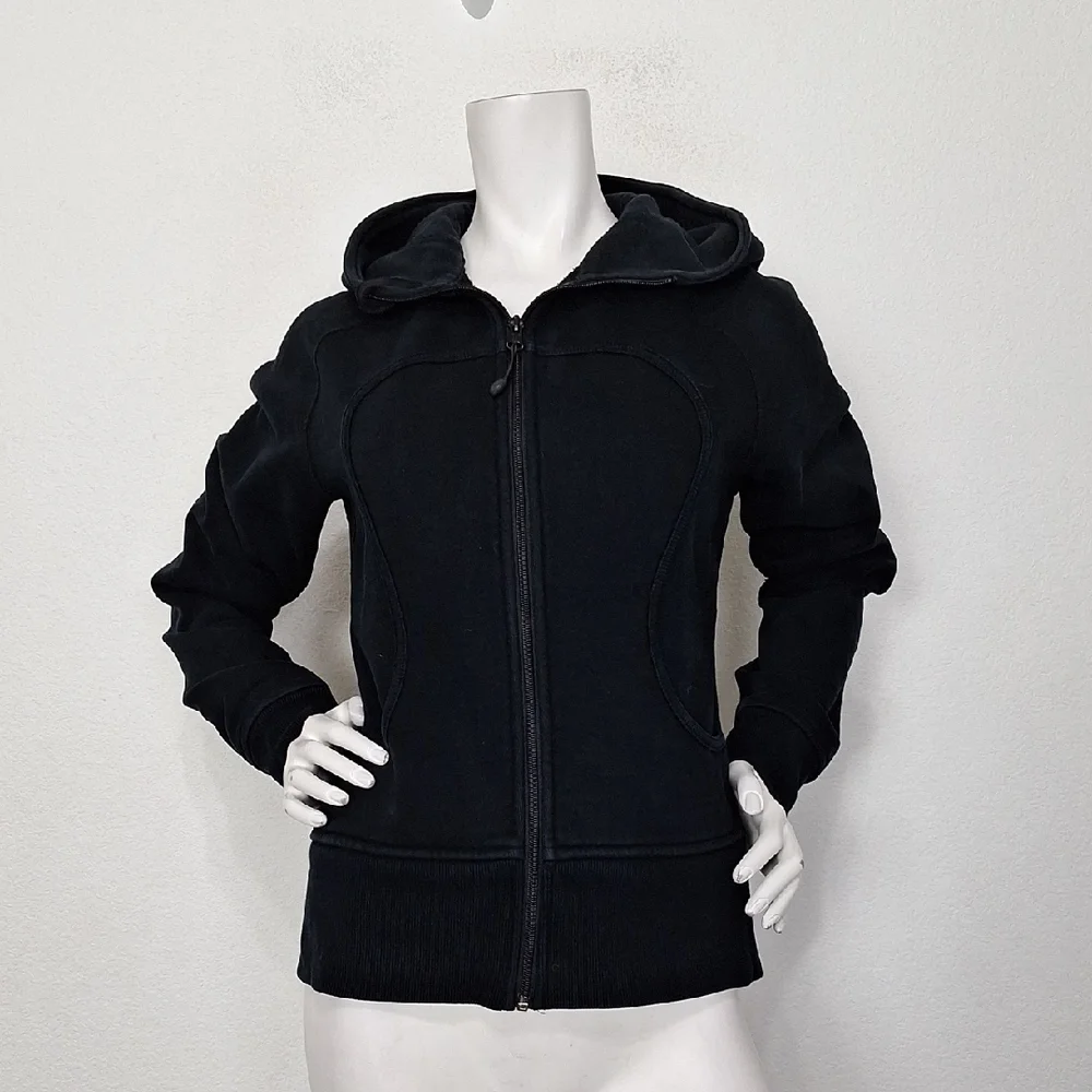 Lululemon Black Sporty Athleisure Long Sleeve Full Zip Scuba Hoodie Jacket